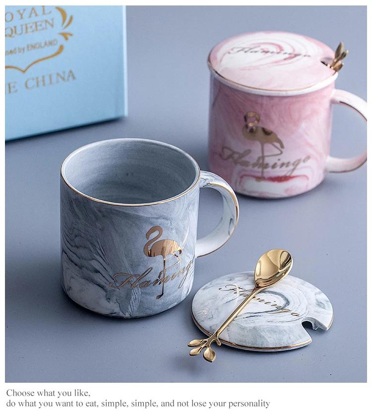 Oussirro Фламинго узор натуральный мрамор фарфоровая кружка для кофе Mr and Mrs кружка для чая молока креативный Подарок на годовщину свадьбы