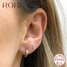 Серьги ROXI из стерлингового серебра 925 пробы, классические серьги-гвоздики с четырьмя когтями из фианита ААА для женщин, роскошный с австрийским кристаллом, серьги