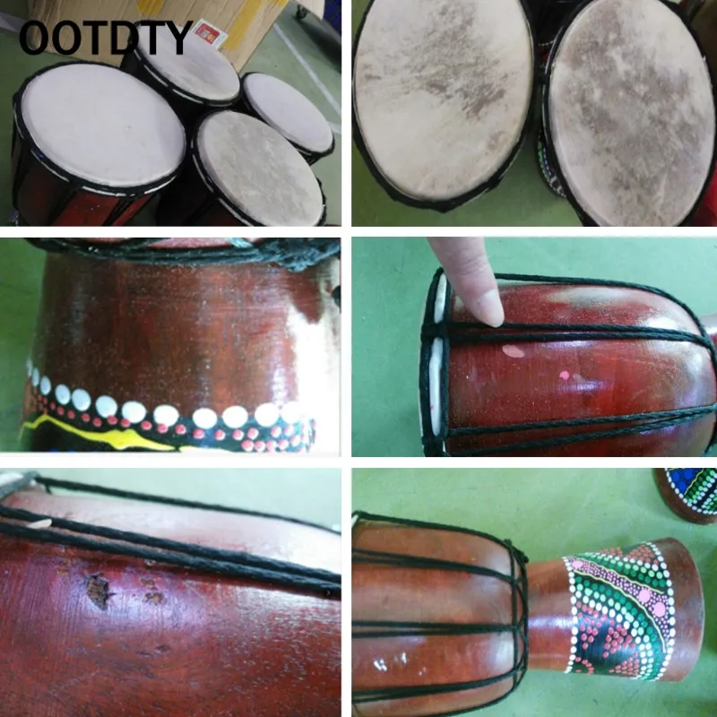 OOTDTY 4 дюймов Профессиональный Африканский Djembe барабан Bongo дерево хороший звук музыкальная инструмент