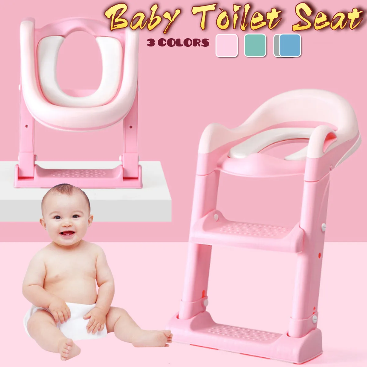 Folding Baby Potty Infant Kids Toilet Training Seat with Adjustable Ladder Portable Urinal Potty Training Seats for Children Folding Baby Potty Infant Kids Toilet Training Seat with Adjustable Ladder Portable Urinal Potty Training Seats for Children