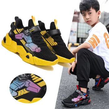 

Boy's Shoes Children Sports Shoes 2020 Spring and Autumn New Breathable Soft Bottom Mesh Large Tennis Shoes Boy Running Shoes