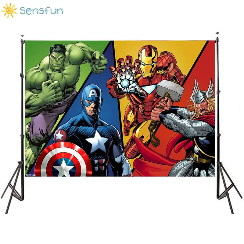 Sensfun супергерой Мстители фон для фотосъемки день рождения Железный человек 7x5ft Photo Booth задний фон виниловый реквизит для фотостудии