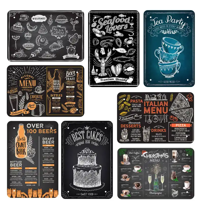 Placas Vintage Metal Senal Pizarra Dibujo Pared Cartel Arte