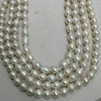 

large drop pearl beaded strands freshwater cultured white edison pearls nucleated pearls 10x11mm