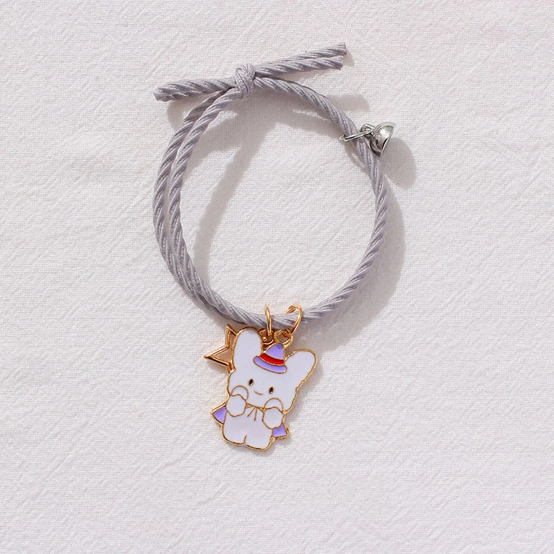 2pcs / Set Magnet Attracts Couple Bracelet Cute Cartoon Charm Jewelry Adjustable Elastic Rope Bracelets Lover Gift for Women Men