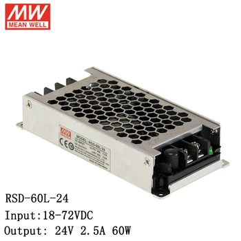 

MEAN WELL RSD-60L-24 18~72VDC to 12V DC 2.5A 60W Reliable Railway DC-DC Converter Switch Power Supply 24V/48V to 24V Transformer