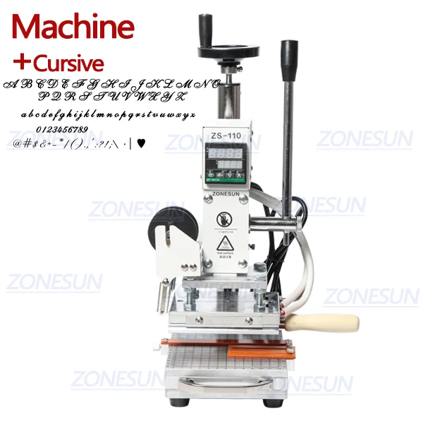 Machine and Cursive1 ZONESUN ZS110 скользящий верстак цифровая машина для горячего тиснения фольгой кожи тиснение бронзирующий инструмент для дерева ПВХ бумаги DIY - Цвет: Machine and Cursive1