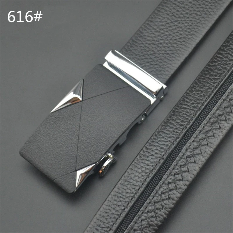 Nuleez real leather belt men to hide money in black and coffee automatically lock head belt strap fashion new gift for boyfriend - Цвет: 616black