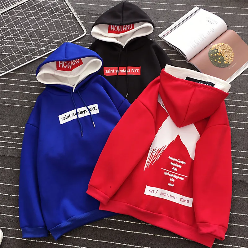 

Harajuku Style 2019 New Women's Long-sleeved Loose Spring and Autumn Ins Super Fire Women's Shirt Wild Sweatshirt