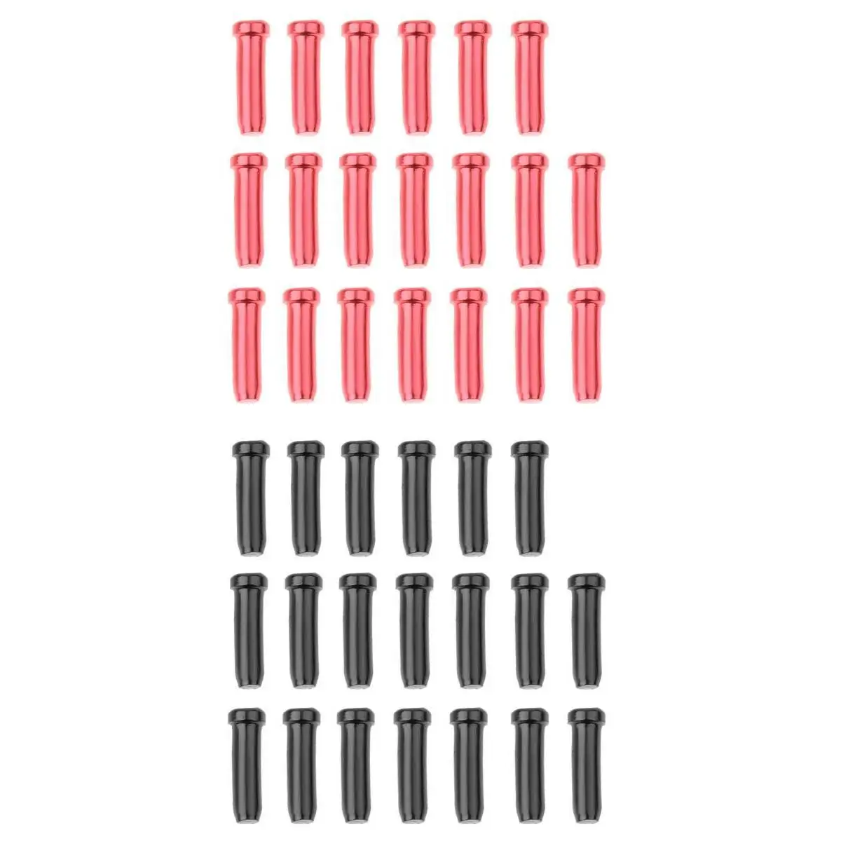 40 Pieces Bicycle Brake Derailleur Shifter Cable End Cap Crimp Red+Black