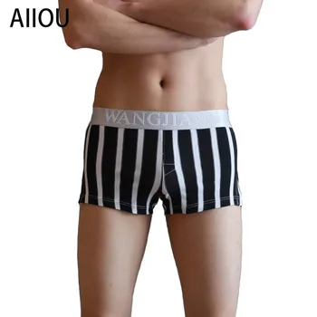 

AIIOU Mens Pure Cotton Boxer Comfortable Breathable Underwear Male Sleep Bottoms Shorts Gay Panties Loose Homewear Men Clothes