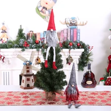 2 Pcs Christmas Wine Bottle Decor Covers Creative Nordic Old Man Bottle Cap New Year Party Xmas Dinner Home Decorations Supplies