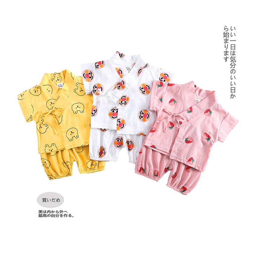 Kimono Japonais Pour Bebe Garcon Et Fille Peignoir Imprime Motif Fraise Et Ours Kawaii Ensemble De Vetements De Nuit En Coton Doux Pour Enfants Aliexpress