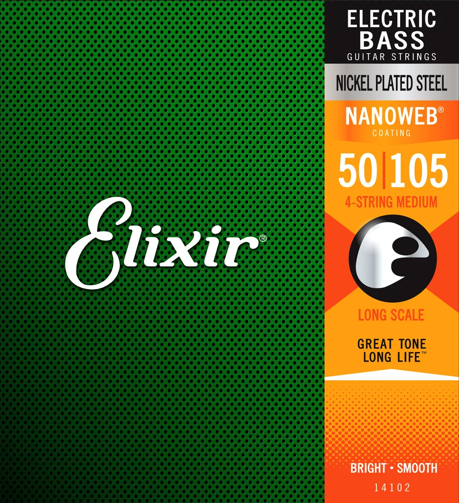 

Elixir Original 14102 Electric Bass Nickel Plated Steel with NANOWEB Coating Medium Long Scale 50-105