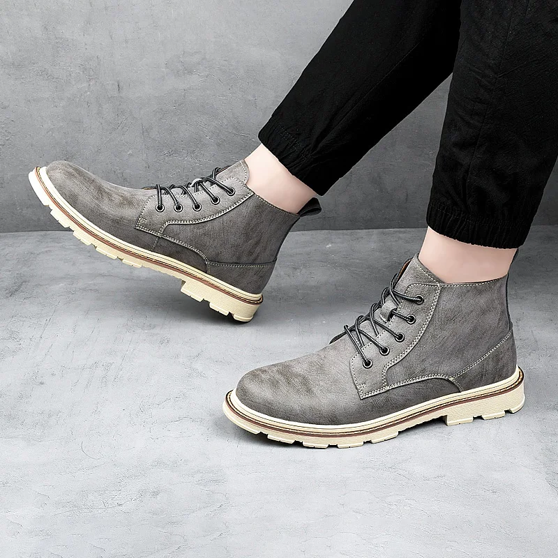 

Men Boots genuine Leather Men Casual Fahsion Ankle Boots lace up Outdoor Comfortable Men plush warm snow Boots For Men Shoes o4