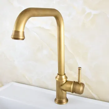 

Antique Brass Swivel Spout Single Handle Lever Kitchen Wet Bar Bathroom Vessel Sink Faucet Mixer Tap One Hole asf818