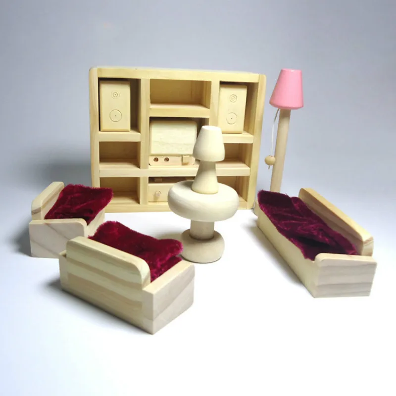 Деревянная мебель миниатюрный кукольный дом 6 сцена моделирование мини-сцена модель игровой дом игрушки для детей кукольный домик - Цвет: 03