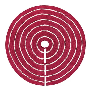 

48 Inch Christmas Tree Skirt Knitted Rustic Stripe Thick Xmas Holiday Decoration Q39B