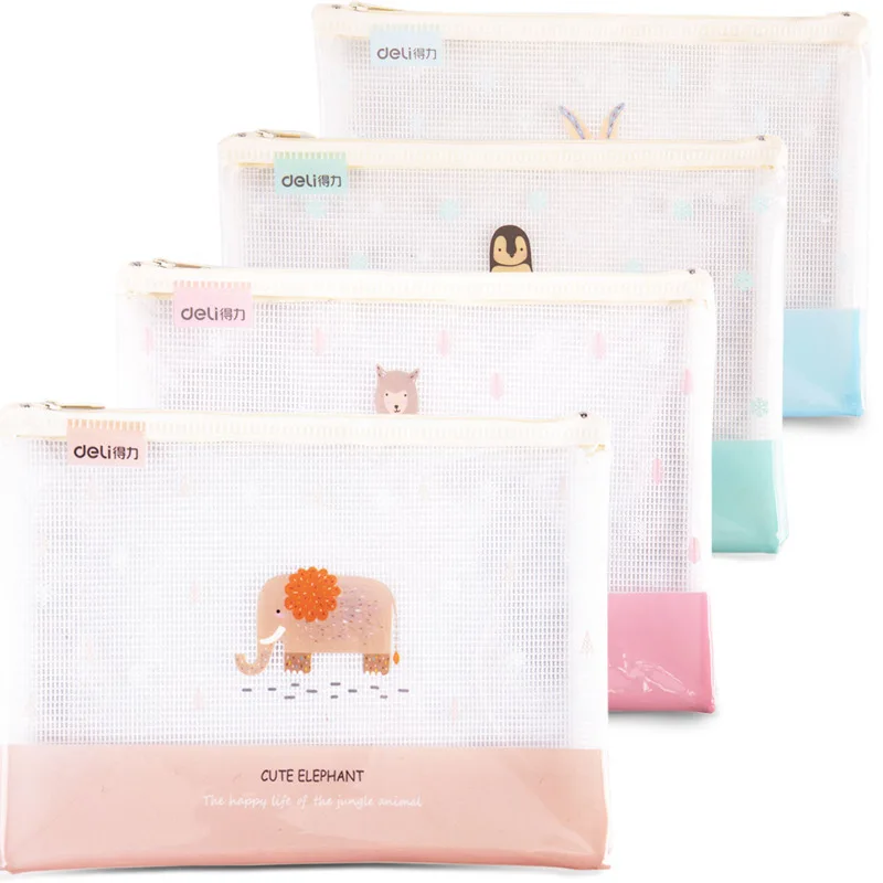 

Deli 5990 Grid Zipper Bag A4 Color Stretching File Holder Students Paper Bag