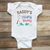 Cotton Newborn Baby Boy Girl Short Sleeve Romper Letter Print Daddy's Fishing Buddy Romper Outfits Summer Baby Clothes White 4