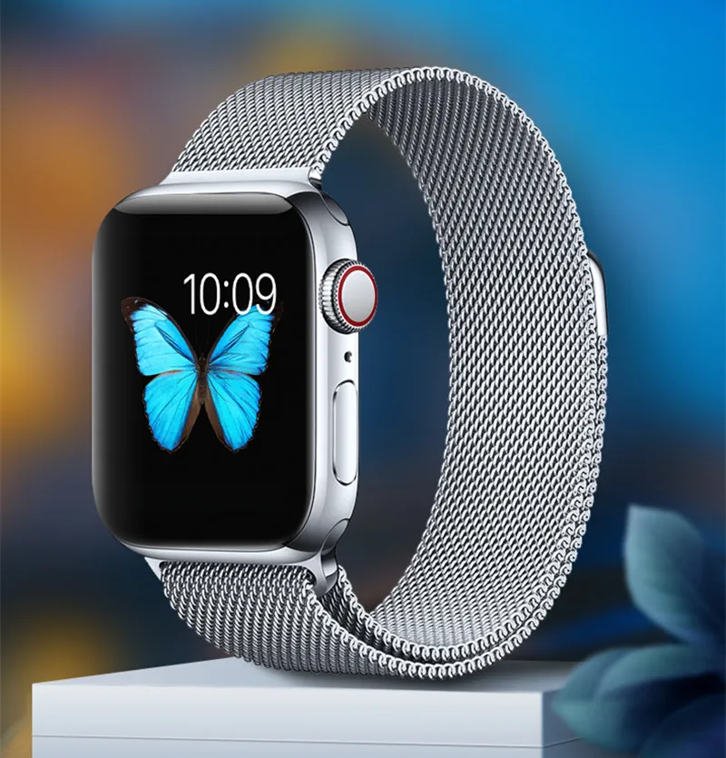 Миланская петля ремешок для apple watch 5 4 группа iwatch Группа 42 мм 44 мм 38 мм 40 мм Миланская нержавеющая сталь металлическая сетка браслет ремень