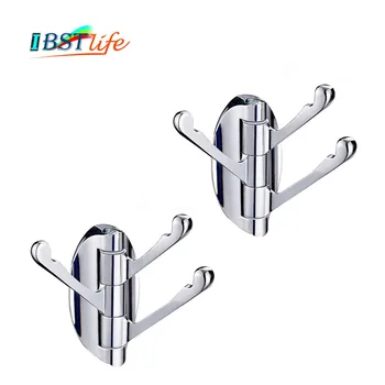 

2PCS Zinc Alloy Modern Bathroom Revolve Towel Bar Coat Hooks Chrome Three Tiers Robe Hook Wall Mounted Bathroom Accessories