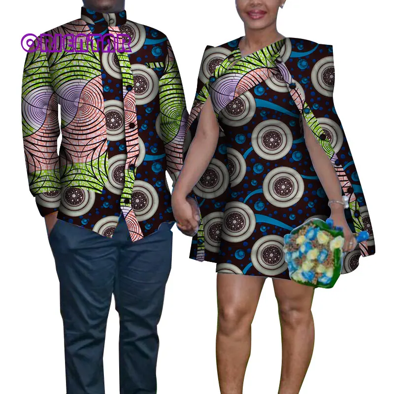 Модная африканская одежда для пары мужская рубашка с длинным рукавом женское