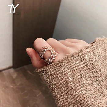 2020 new luxury exaggerated crystal opening U-ring for women's wedding party temperament index finger for rings girl‘s ’jewelry