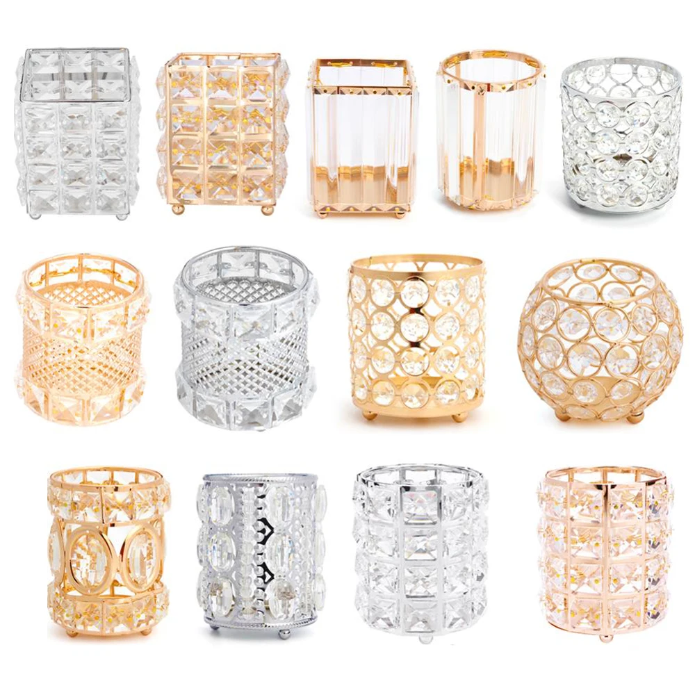 Прозрачный органайзер для макияжа металлический тубус хранения кистей карандаш