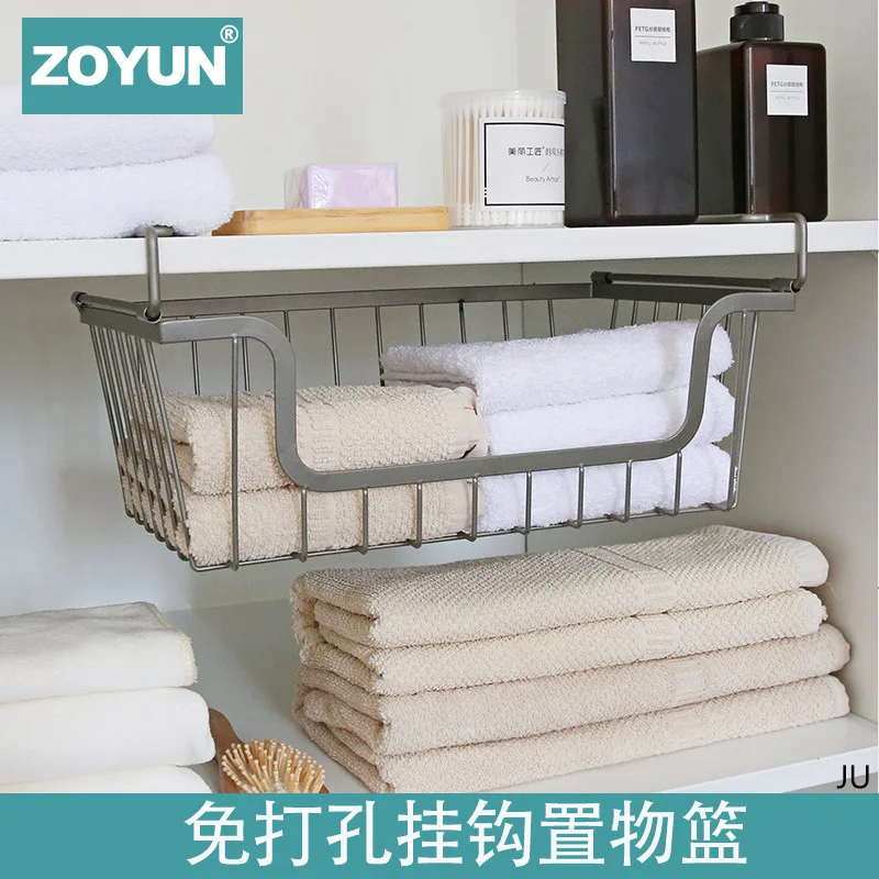 

Iron Art Commodity Shelf Mounted Kitchen Hole Punched Storage Rack Article Storage Shelf Hanging Basket Storage Basket Wardrobe