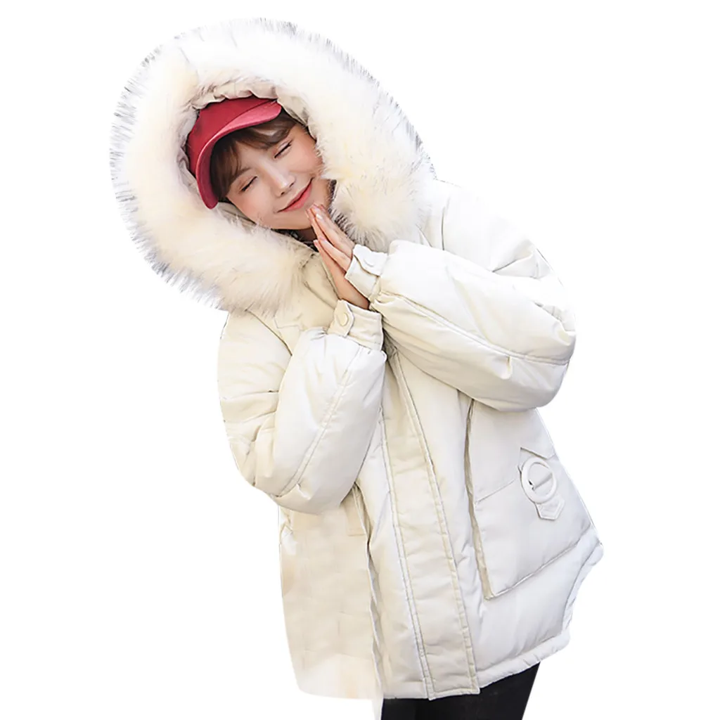 Зимняя куртка женская с меховым капюшоном модная женская искусственная подкладка из кроличьего меха с капюшоном длинное пальто парки верхняя одежда большой меховой воротник# J30 - Цвет: Белый