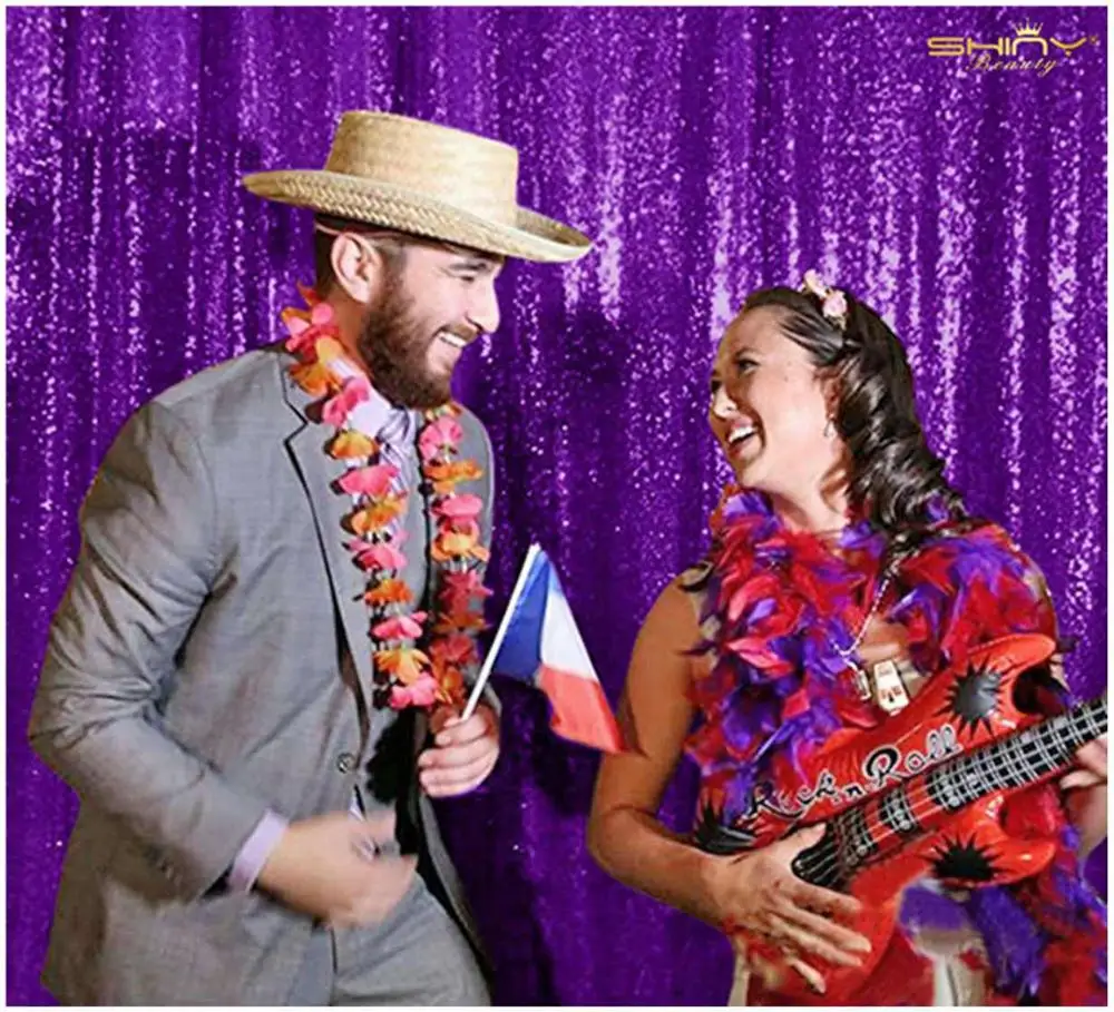 

Shinybauty 3X7FT 2 Panels Glitz Backdrop Royal Purple Party Backdrops Birthday CurtainHome Decoration Accessories-M190821