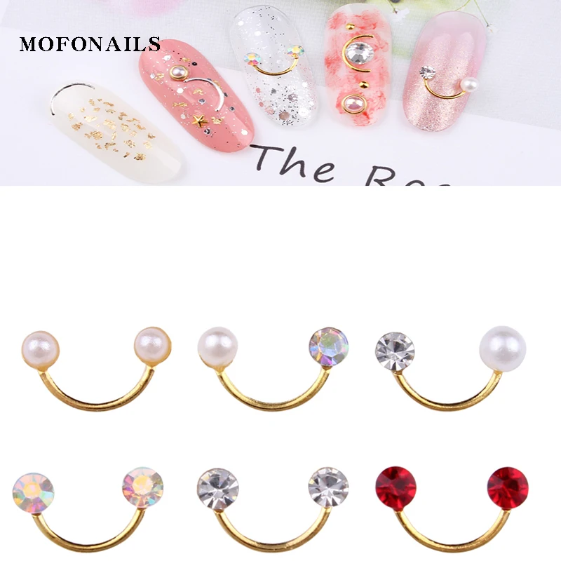 

50pc/lot Nail Alloy Charm Gold AB Color Red Approx.6x10mm Nail Charm Metal Stud Pearl Jewelry Nail Tips Glitter Charm Accessory