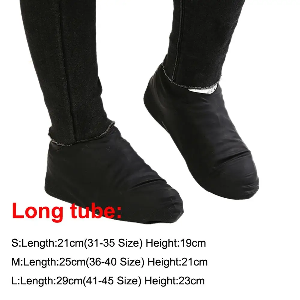 1 пара многоразовые силиконовые Бахилы для обуви S/M/L водонепроницаемое покрытие на обувь от дождя Открытый Кемпинг противоскользящие резиновые непромокаемые сапоги - Цвет: black long tube