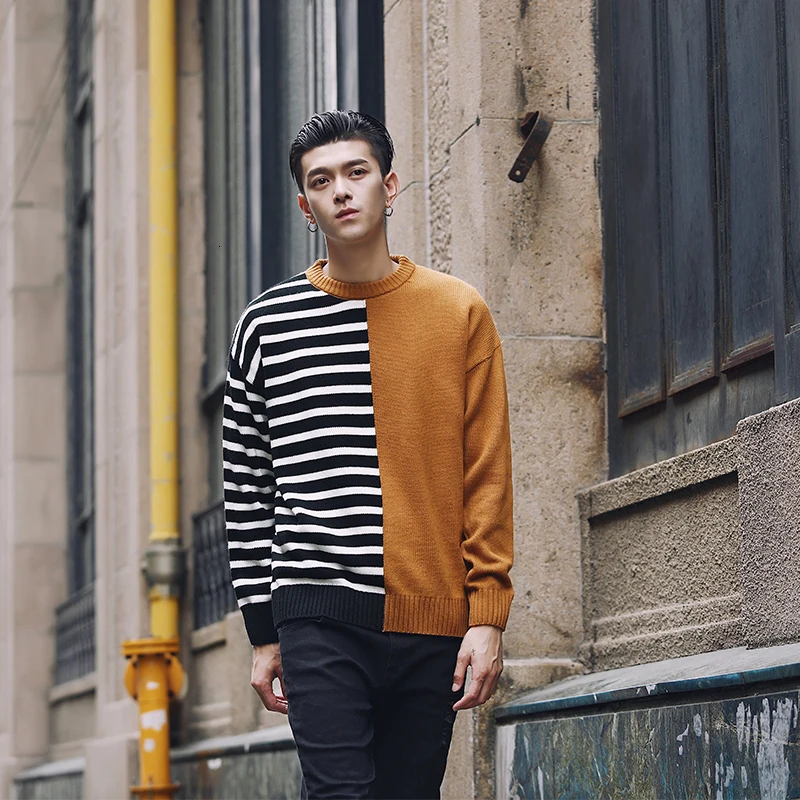 Sweater Men's Slim Warm Fashion Stripe Casual O-Neck Knit Pullover Men Streetwear Knitting Sweaters Male Sweter Clothes S-2XL