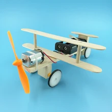 Детская сборка образовательный эксперимент игрушки электрическая игрушка DIY электрический ручной работы Taxiing самолет модель блоки игрушка