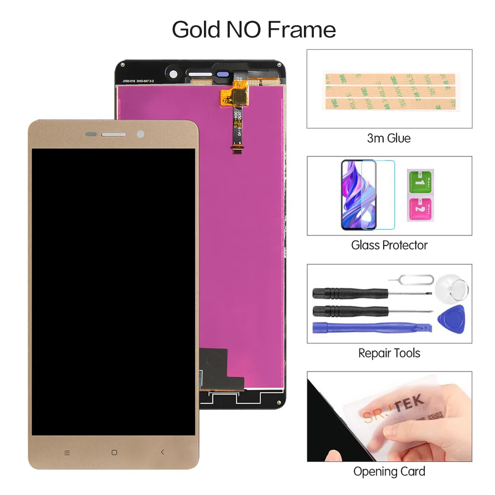 Golden no Frame ЖК-дисплей для XIAOMI Redmi 3S ЖК-дисплей сенсорный экран Рамка Замена для XIAOMI Redmi 3 ЖК-дисплей Redmi 3X3 Pro S ЖК-дисплей - Цвет: Golden no Frame