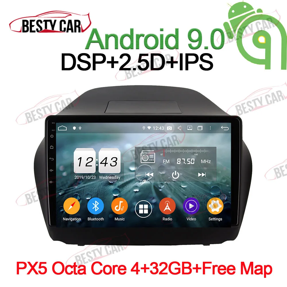 10," Android 9,0 Автомобильный мультимедийный плеер Радио стерео для hyundai ix25- gps навигация головное устройство видео 2.5D ips DSP - Цвет: PX5-A-4-32GB-DSP