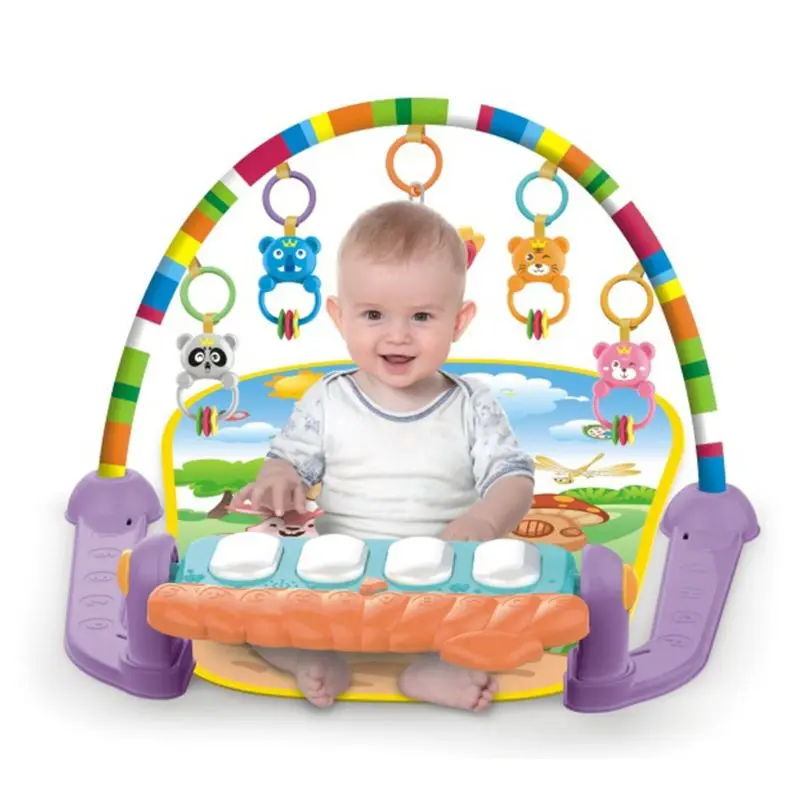 3 в 1 детский коврик для ребенка спортивные игрушки мягкое освещение погремушки пианино музыкальное образование игрушка - Цвет: Фиолетовый