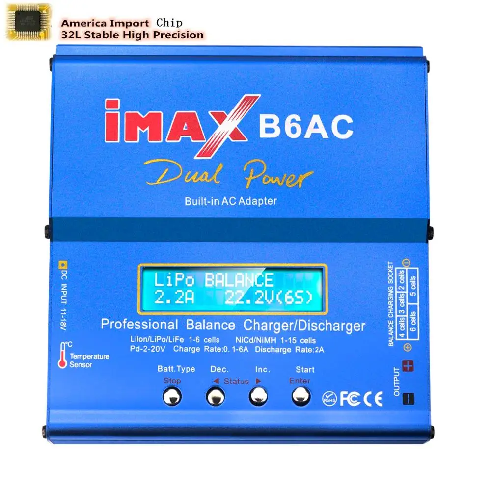 IMAX B6AC 80 Вт 6A зарядное устройство двойной мощности RC Lipo батарея Dis Nimh Nicd Батарея с