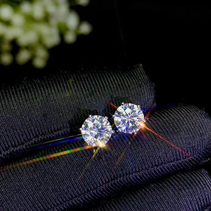 Классические 3ct 4-8 мм круглые серьги-гвоздики для женщин и мужчин 925 Серебряные