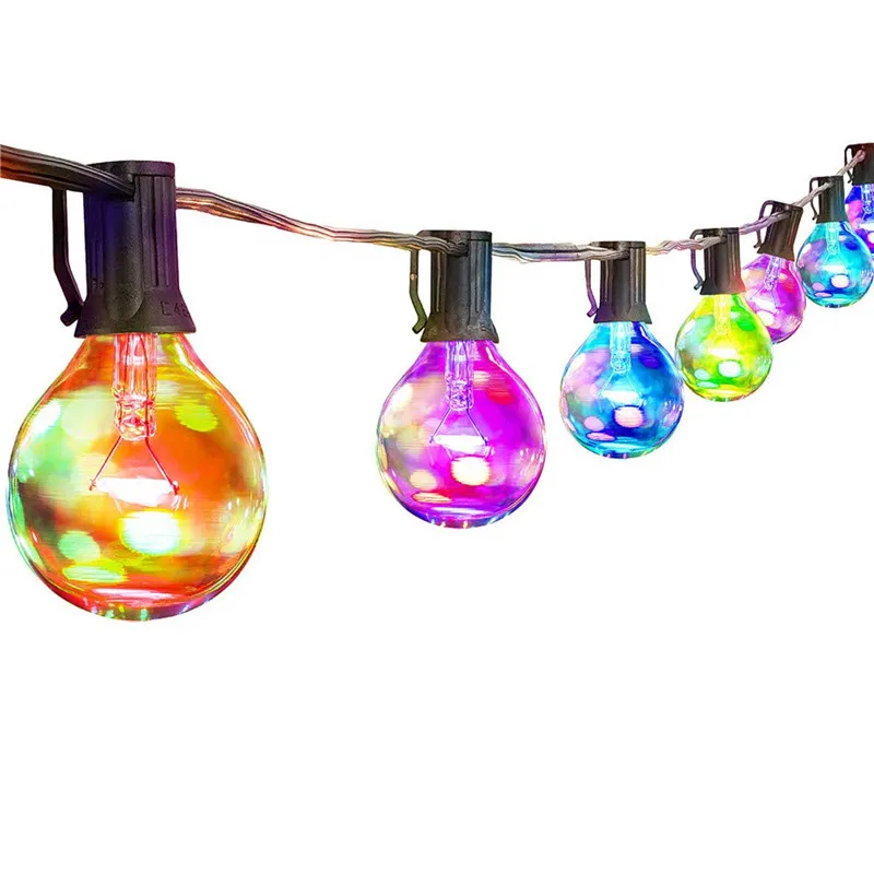 New! LED G40 Colorful Bulb Globe String Lights 25pcs Courtyard Waterproof Lamp Glass Light Bulbs Wedding Home Garden Decor 25pcs kraft invitation envelopes brown kraft envelopes for invitations photos wedding announcements notes greeting cards