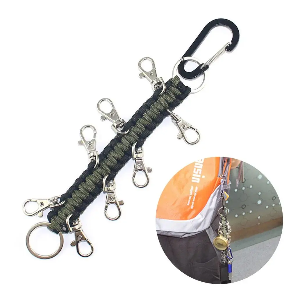Climbing Keychain Outdoor Survival Kit Cord Military Emergency Rope Carabiner For Fishing Lanyards Boating Climbing Accessories