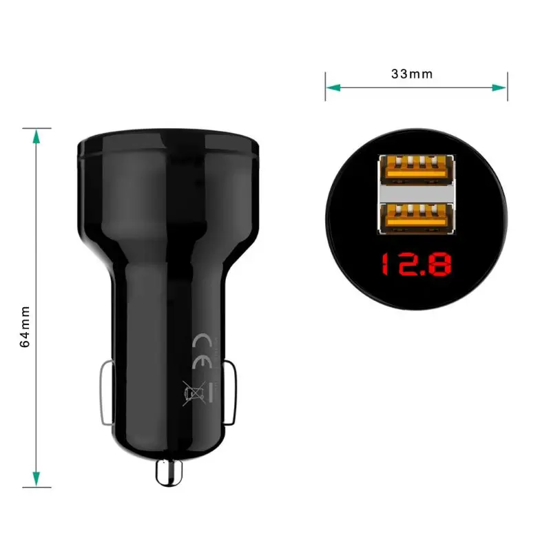 12V/24V двойной порт 3.1A USB Автомобильное зарядное устройство зажигалка цифровой