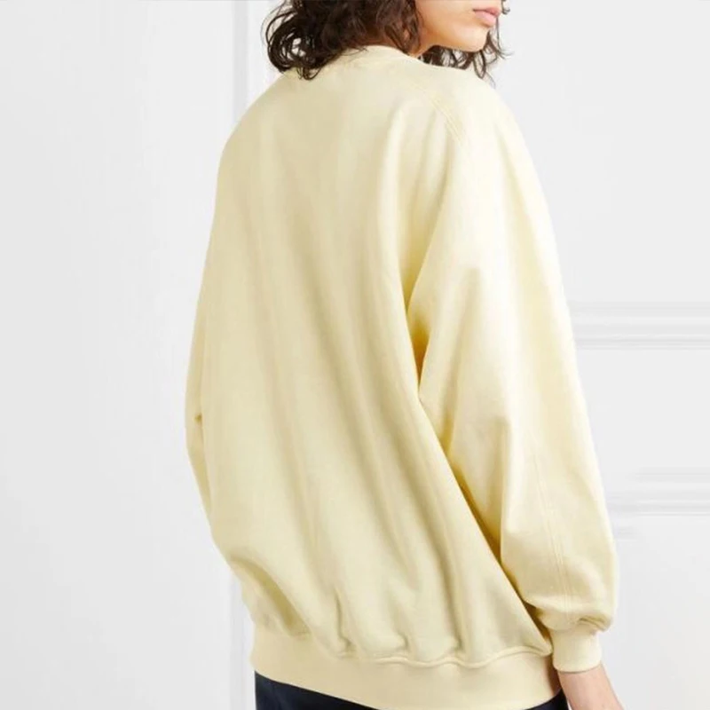 Желтый милый мультфильм вышивка Толстовка для женщин 2019 модный бренд длинный