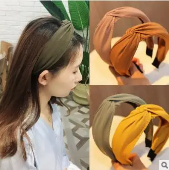 Faixas de Cabelo Ferramentas de Estilo de Acessórios para o Cabelo Lote Faça Você Mesmo Multi Tecidos Simples Cruz Headband Colore Puro Amarrar um nó Cabeça Cabelo Ha757 60 Pçs –