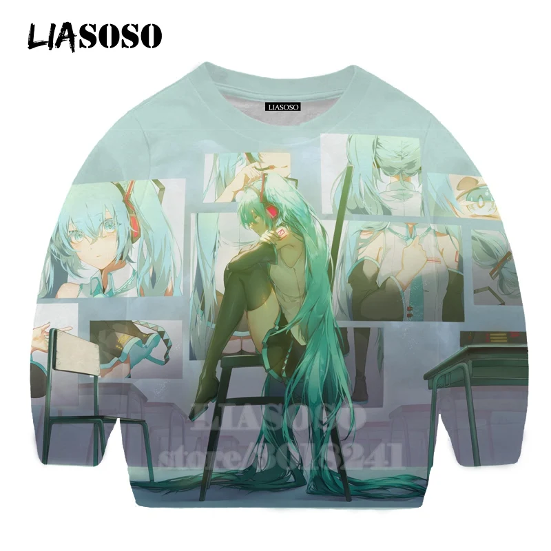 LIASOSO детей толстовки 3D принт аниме девочка Hatsune Толстовка Miku детская модная футболка для мальчиков и девочек с принтом и круглым вырезом, топ, Детский свитер для подростков B174-3 - Цвет: 6