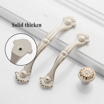 Antique Door Handles Drawer Handles Doorknob Kitchen Cabinet Knobs and Handles European Furniture Hardware Ivory White