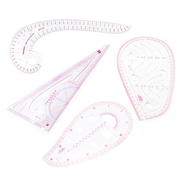 

4pcs French Curve Ruler Metric Measure Pattern Design Multifunction Sewing DIY Template Dressmaking 4 Style Drawing Accessories