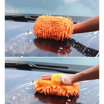 

Car Wash Sponge Wipe Box Glove Chenille Cleaning Glove Lint Scratch Free Auto E7CA